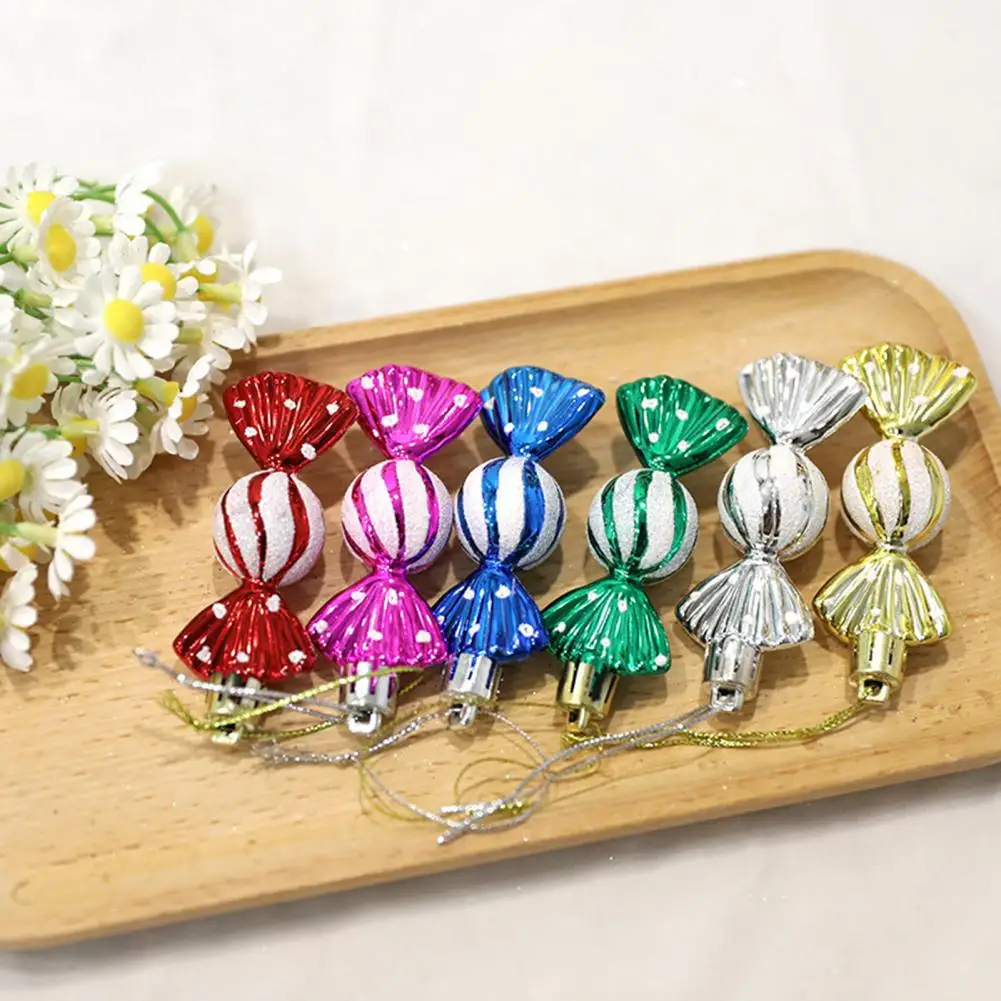 6Pcs/Box Christmas Hanging Candy Ornament Electroplated Hanging Sweet candy Home Holiday DIY Pendant 2024 New Year Navidad Gift