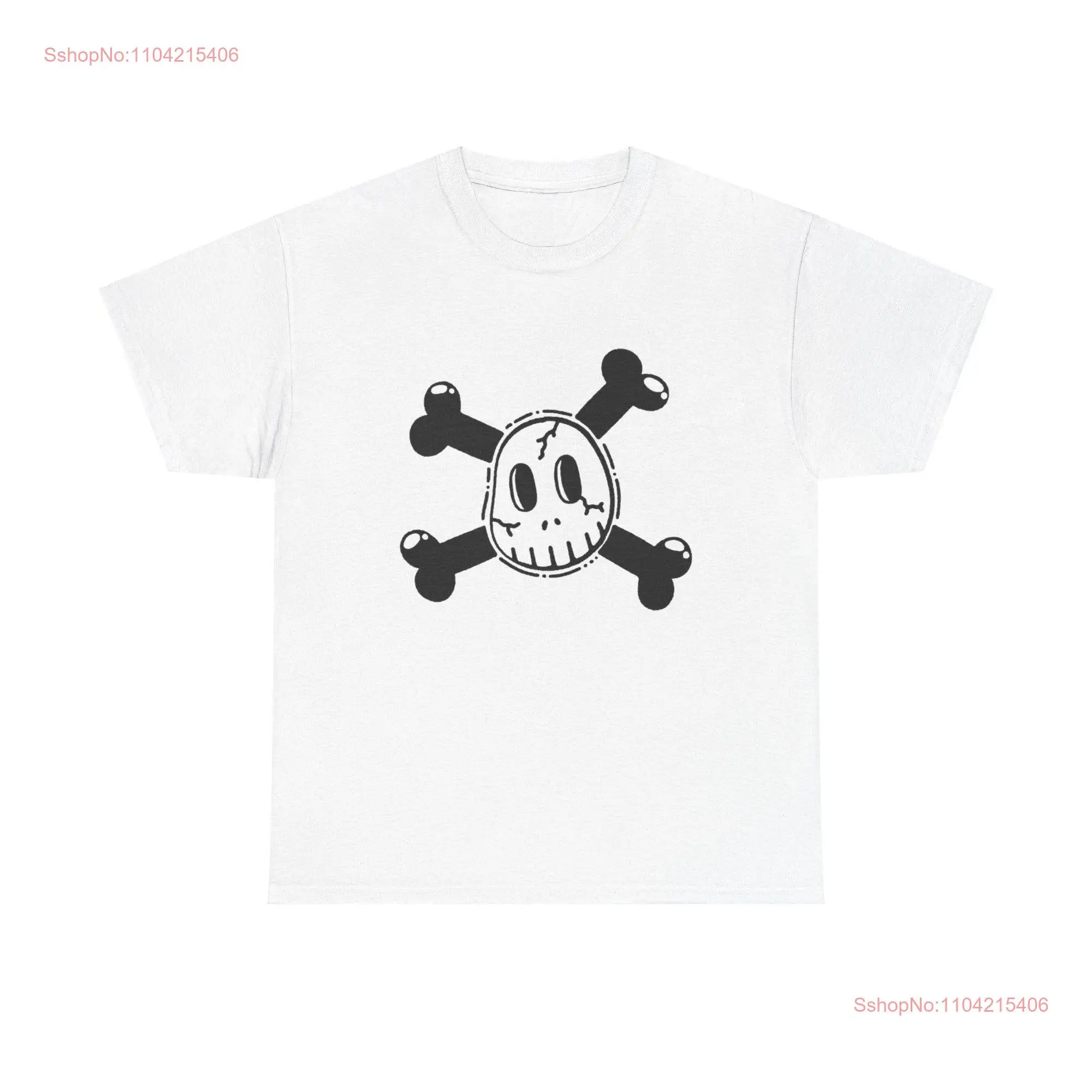 Skull And Crossbones Doodle T Shirt cool cute retro grunge street halloween long or short sleeves