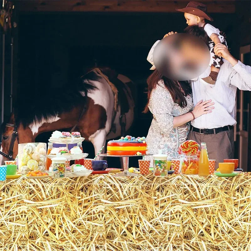 1-3 حزمة القش الجدول يغطي القش مفرش طاولة مزرعة النجوم القش بالات الديكور المزرعة الغربية موضوع كاوبوي حفلة عيد ميلاد لوازم #5