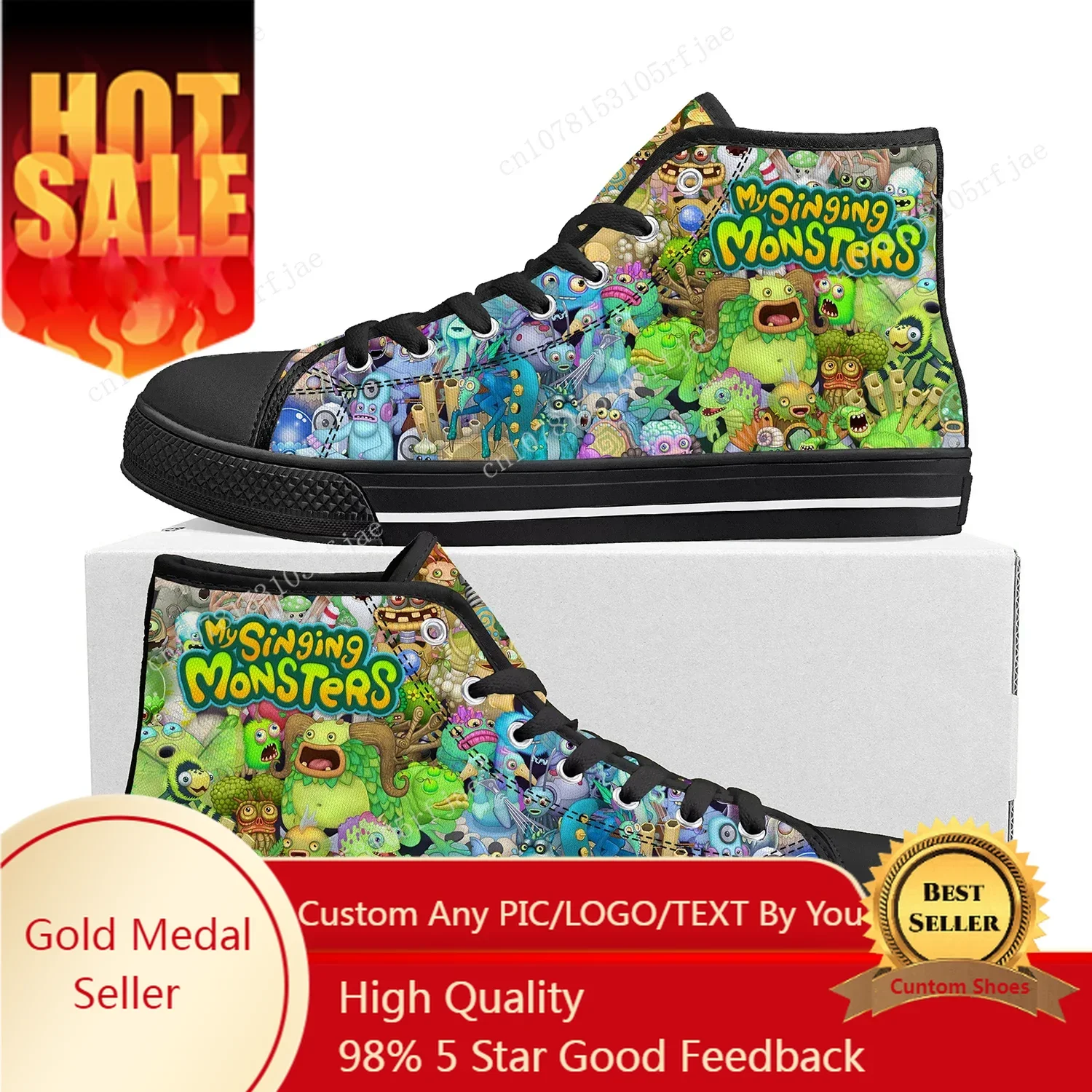 

My Singing Monsters High Top Sneakers Cartoon Game Mens Womens Teenager High Quality Canvas Sneaker Custom Built Couple Shoes