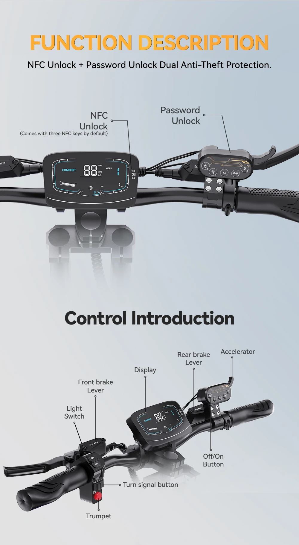APEFOX T90 Erwachsenen-Elektroroller Doppelmotor Faltbarer E-Scooter 60V 31,2AH 13 Zoll Offroad-Reifen Geländetauglicher Elektroroller – Detail 7