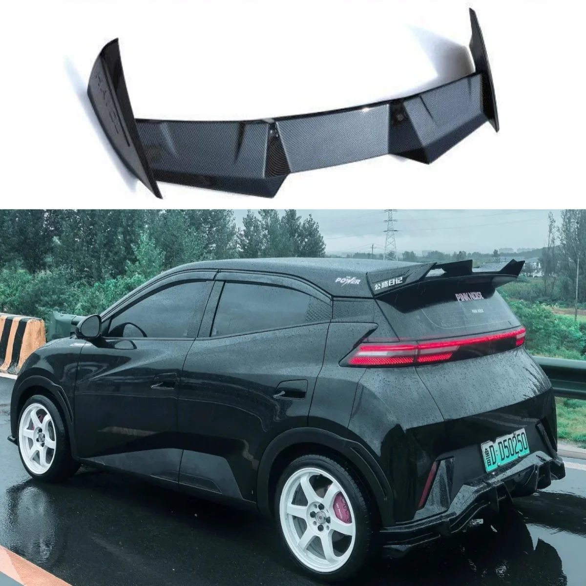 

Спойлер на крышу автомобиля для BYD Dolphin Mini Spoiler Seagull EV 2023 2024, черный карбоновый поверхностный хвостовой плавник, украшения, аксессуары