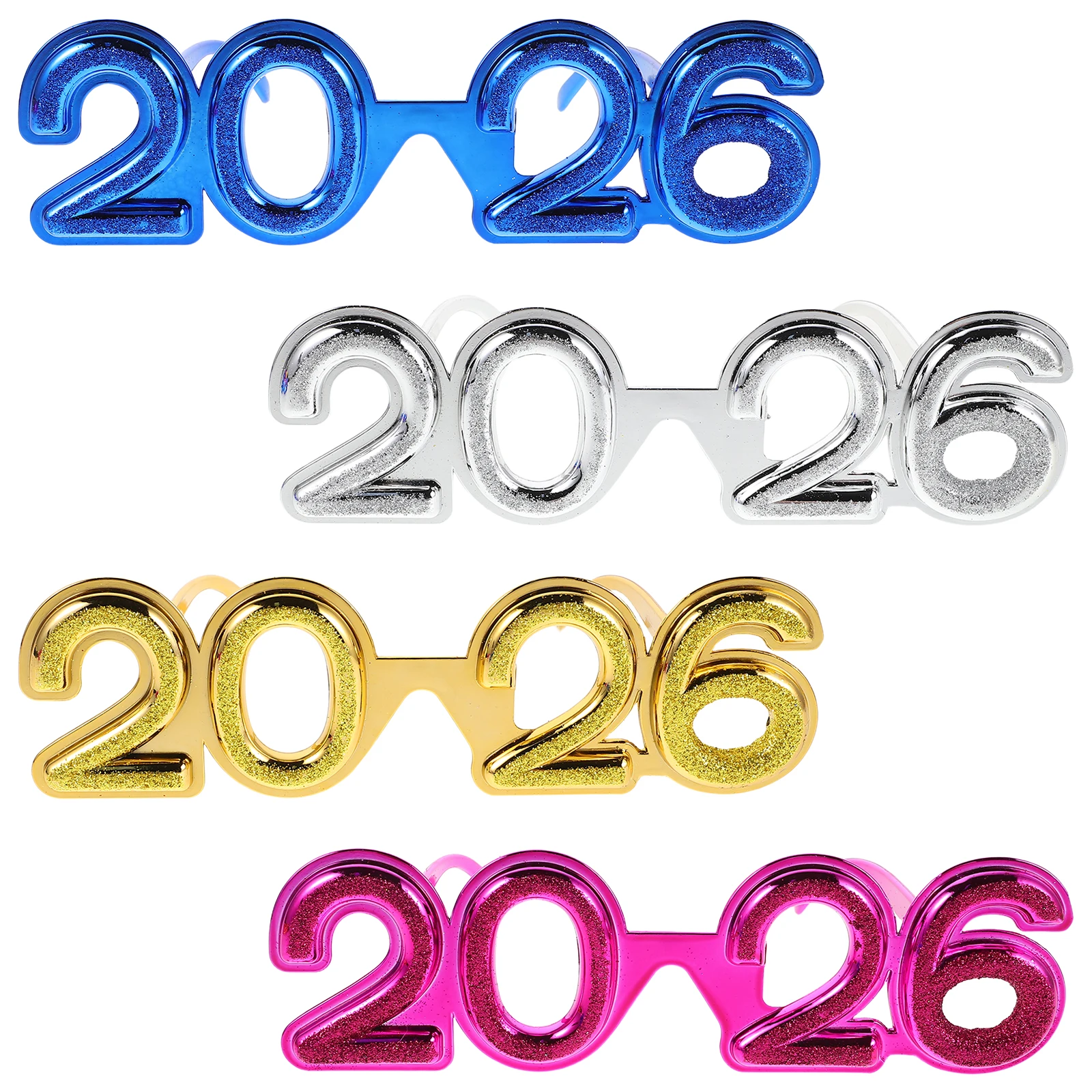

4pcs 2026 New Year Glasses Plastic Party Number Eyeglasses Festival Decorative Photo Props Holiday Eve Accessories Lightweight