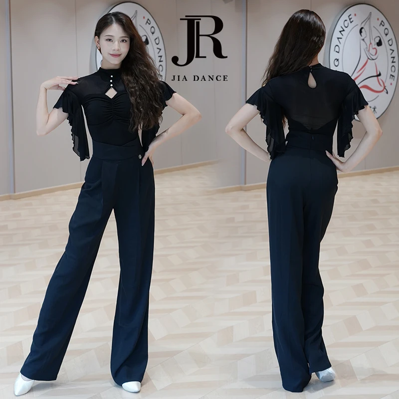 High Waist Invisible Zipper Modern Dance Straight Leg Practice Pants Women's Long Legging Fitness Yoga Trousers JIA DANCE