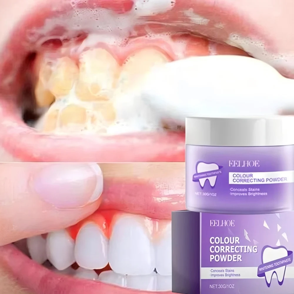 Purple Teeth Whitening Powder Remove Plaque Stains Cleaning Oral Hygiene Bleaching Dental Tools Fresh Breath Brighten Tooth Care