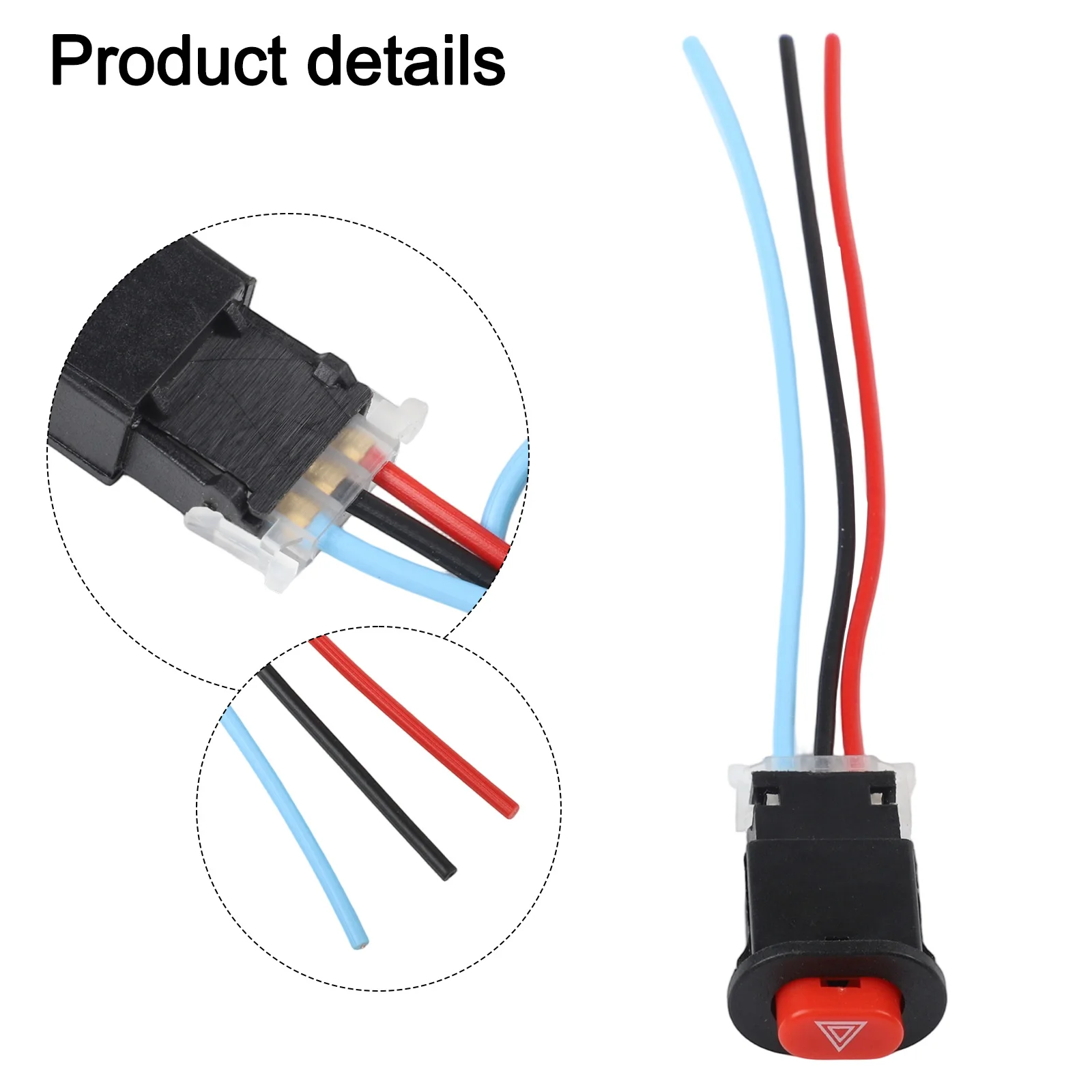 Motorcycle Hazard Light Switch Button With 100mm Cable 12V-24V Double Flash- Lamp For Turn Signal Control