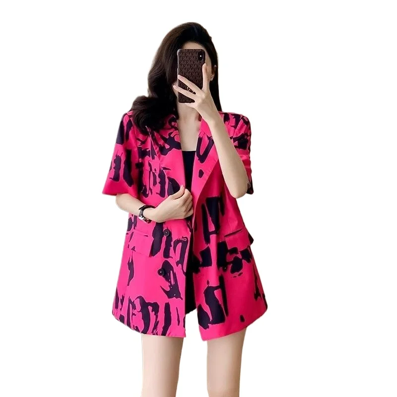 Hip Hop Style small Suit Summer Advanced Sense of Sweet Cool Color Design Coat Korean Version Wear Suit Age Reduction Blazers