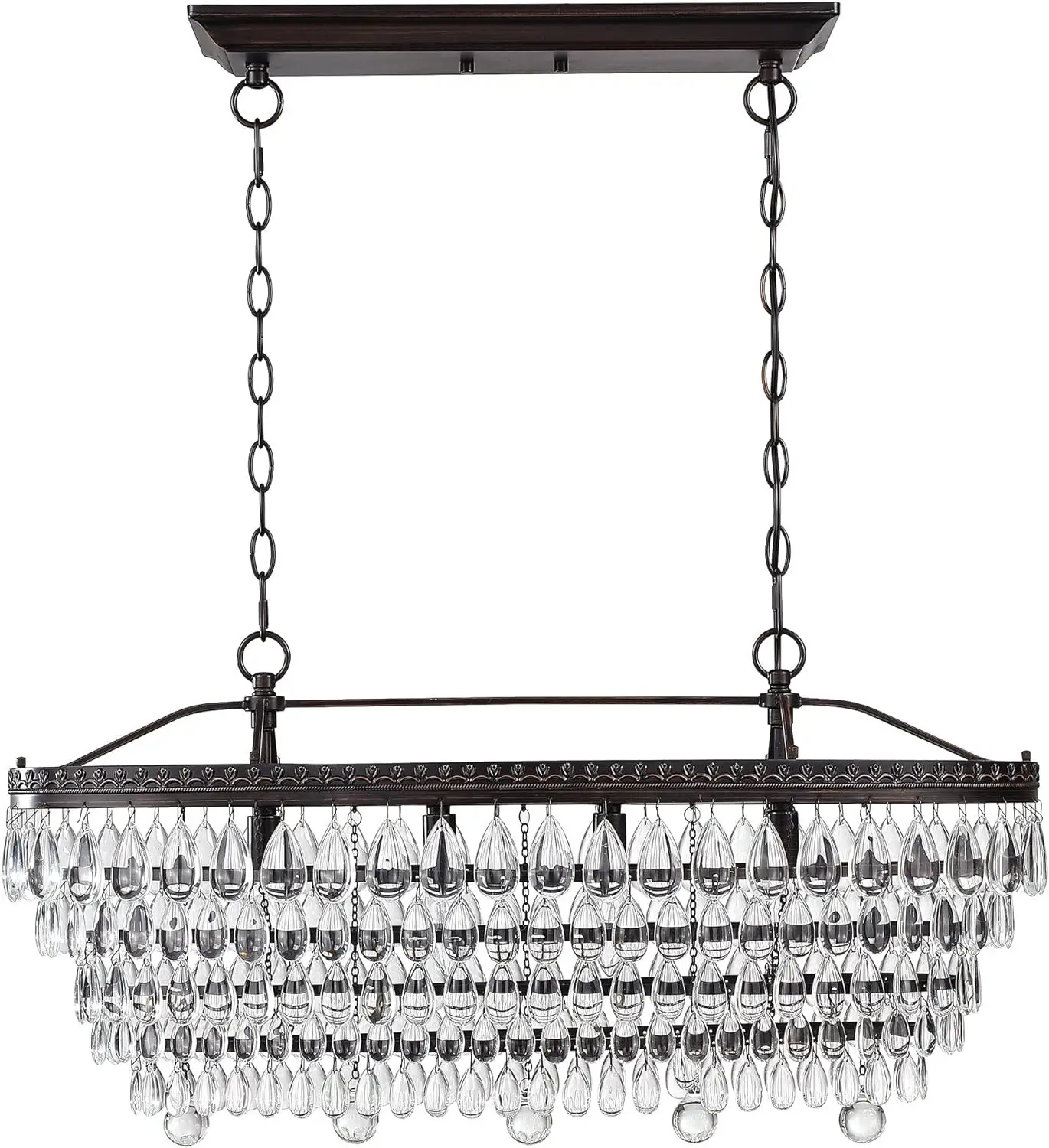 Light Indoor Glass Retro Light Statement Tiered Chandelier with Crystal Accents Black Mid-Century Modern Steel