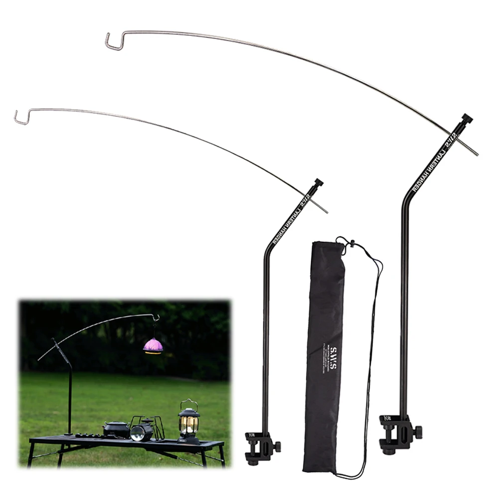 Portable Lantern Holder Outdoor Camping IGT Light Hanger Aluminum Alloy + Stainless Steel Table Bracket Curved Lamp Hanging Rack