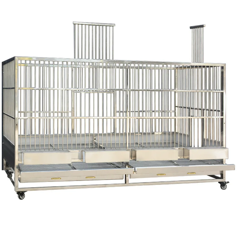 

Dog cage large stainless steel bold reinforcement double layer three layer pet shop folding