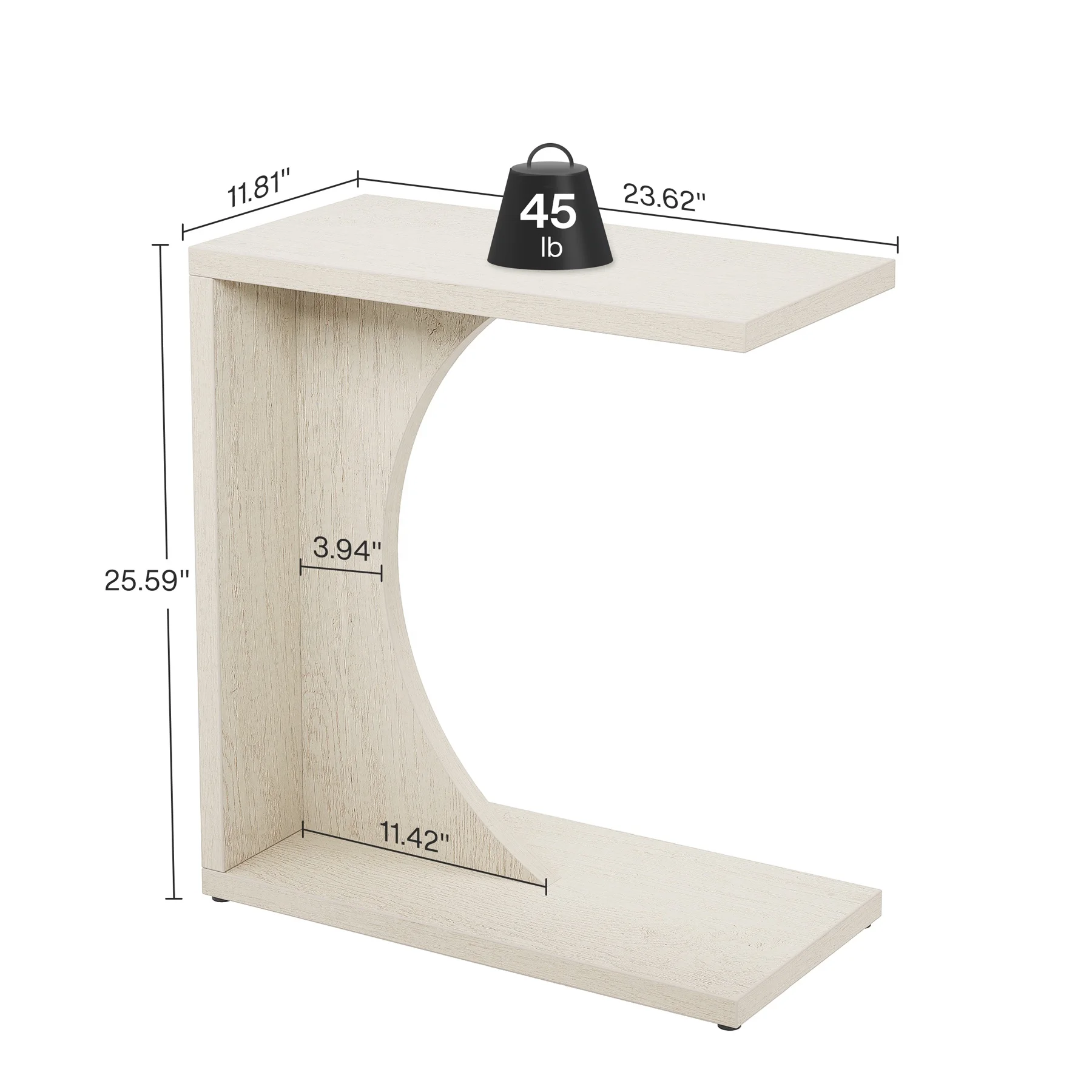 

C-shaped coffee table - small side table for living room, tray bracket on sofa side