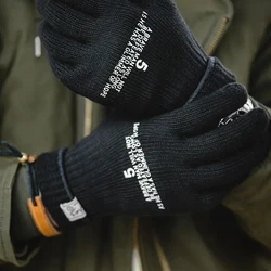 Maden Winter Warm Cycling Tactical Gloves Vintage Knitted Print Full-finger Gloves Business Autumn Warm Fashion Gift Gloves