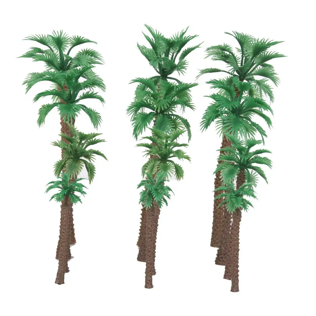 12 Model Palm Trees Railway Artificial Scenery Wargame Plastic Tree HO Scale