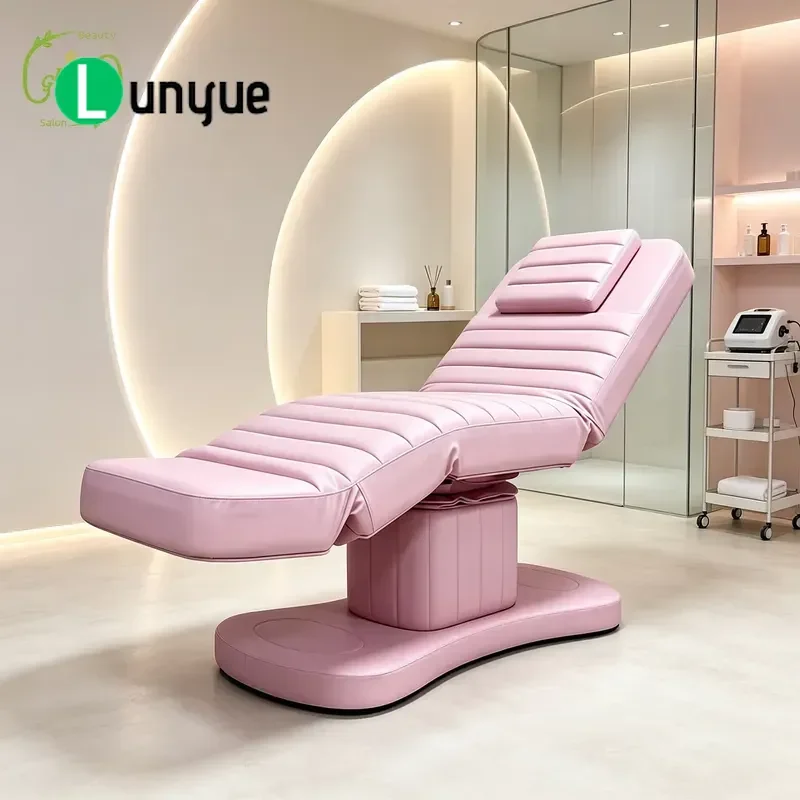 Pink Electric Heated Beauty Massage Bed 4 Motor Adjustable Split Leg Facial Chair Remote Control Spa Bed For Home Use