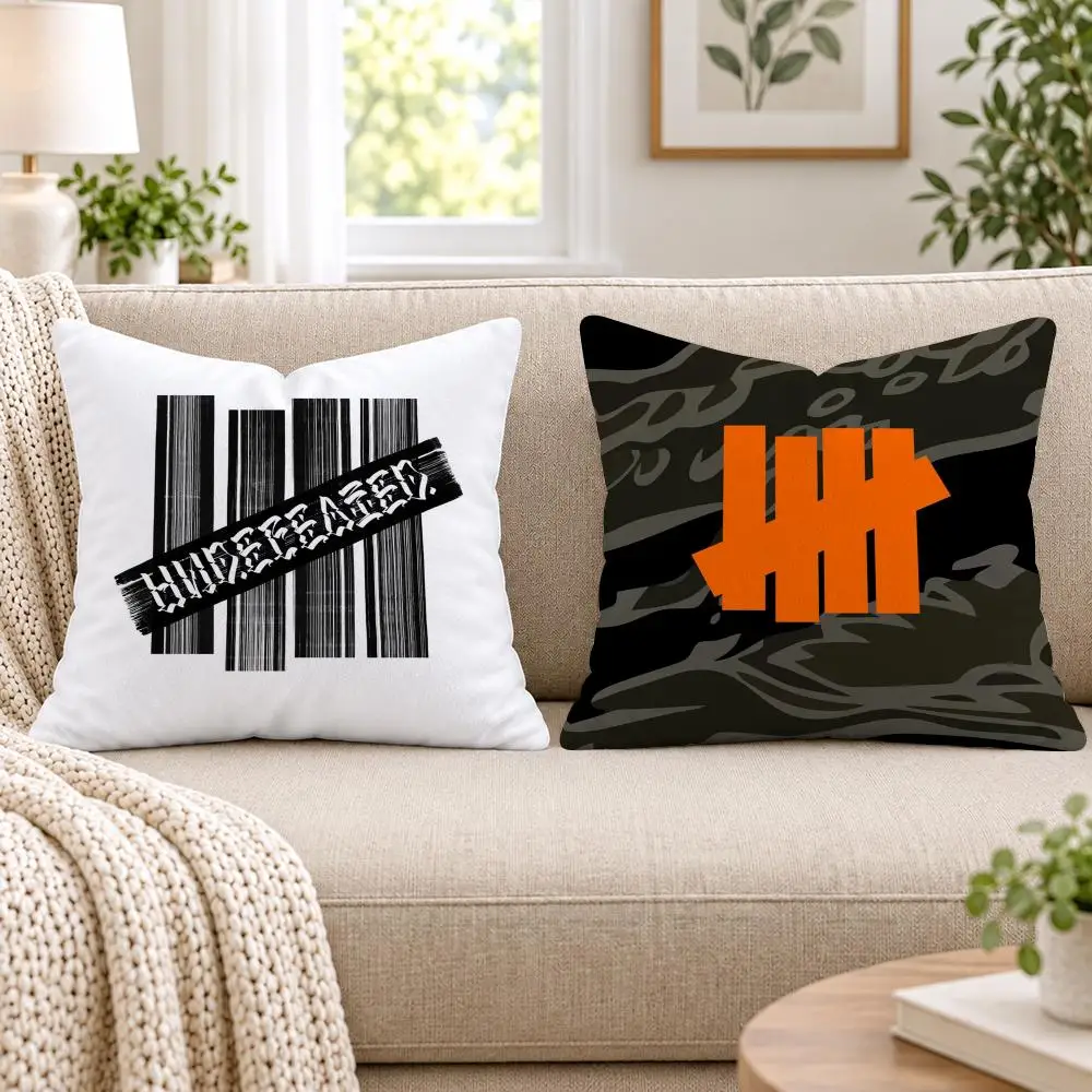 U-Undefeated Trend Cushion Cover Short Plush Double-Sided Printing Sofa Bedroom Pillow Case Aesthetic Home Decor