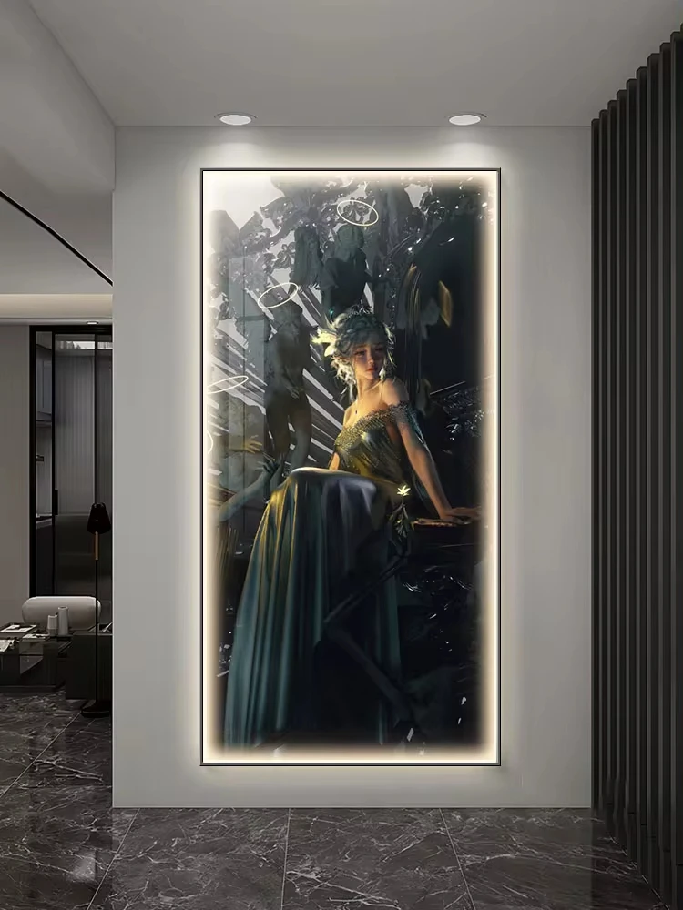 Modern Wall Decoration Anime Art Character Hanging Painting Remote Control LED Wall Light Bedroom Living Room Dining Room