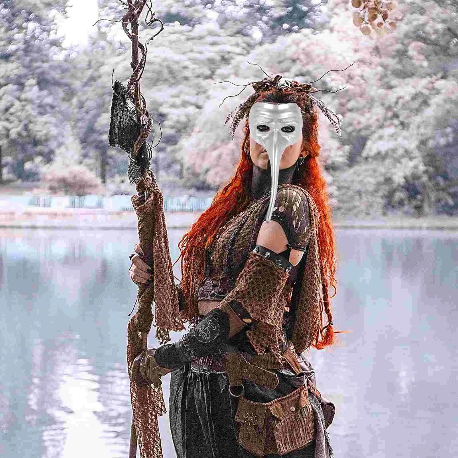 Halloween Mask Long Nose Party Costume Accessories Decor Women Masquerade Prop Photo