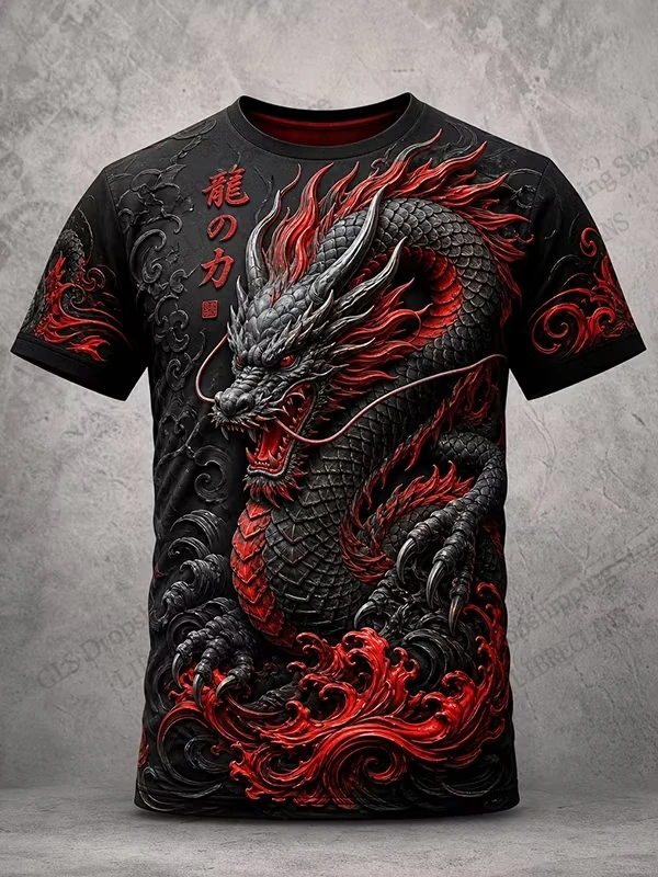 Vintage Chinese Dragon Samurai 3d Print T-shirt Men Women Fashion Breathable Short Sleeve Tops Tees Street Outdoor Sports Shirts