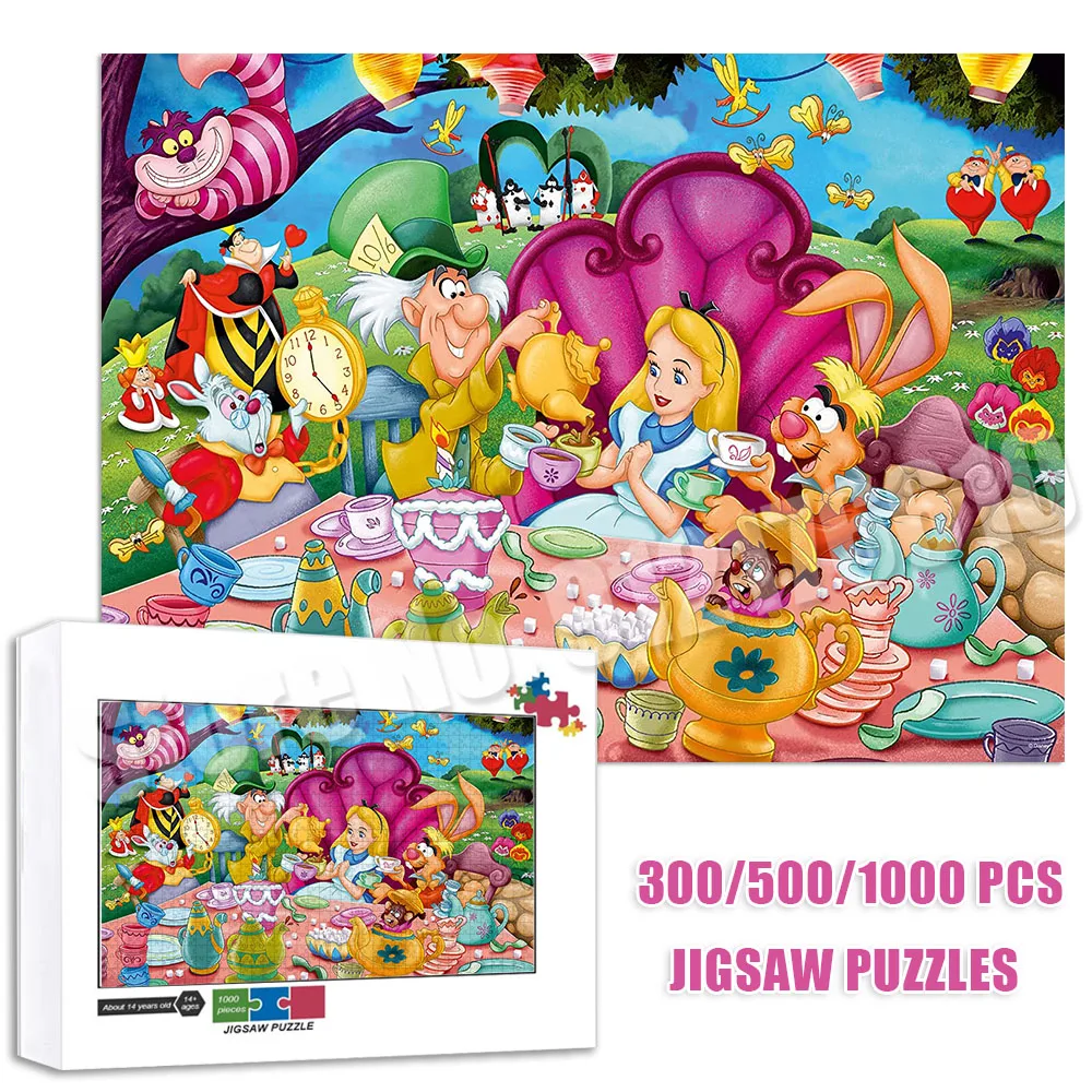 

Anime Disney Princess 300/500/1000 Pieces Aurora Alice In Wonderland Puzzle Jigsaw Puzzles Educational Toy for Adults Kids Gifts