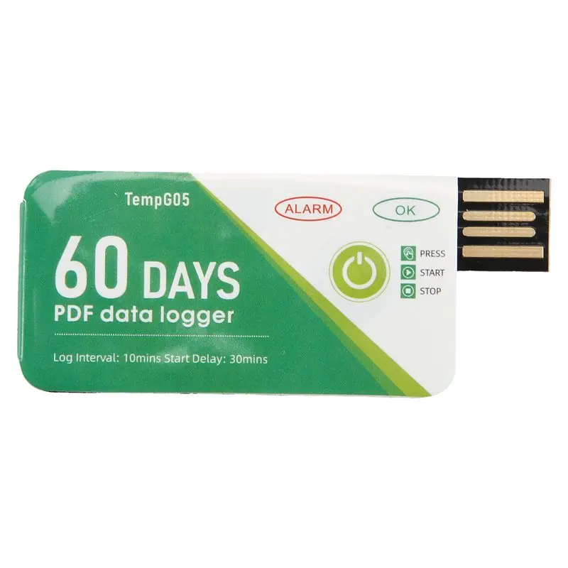 AA94-60 Days USB Temperature Data Logger -30 ℃-+60 ℃ Report With App IP67 Disposable High-Precision Recorder With Warning