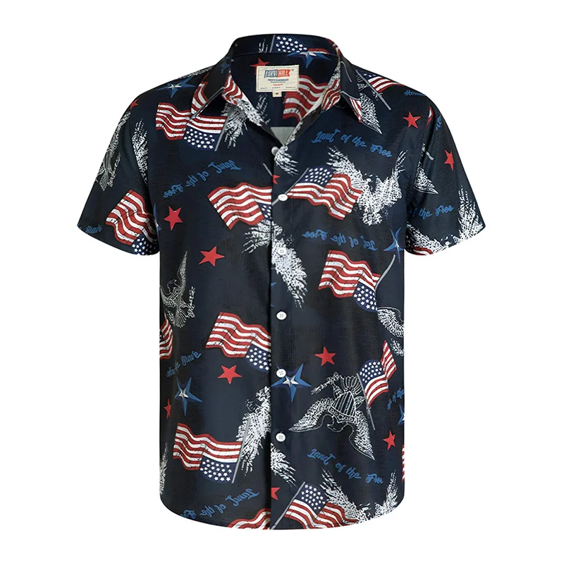 Camisas gráficas de la bandera de América para hombres, ropa estampada en 3D, camisas hawaianas de playa, Tops y2k de manga corta, ropa Vintage,