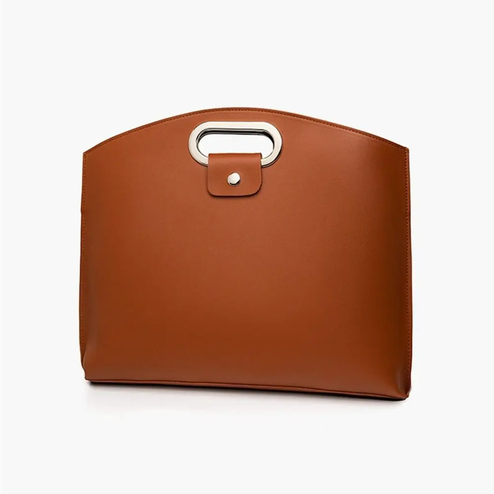 Casual PU Office Document Tote Bag Large Capacity Laptop Bag File Bag Handbag Solid Color Computer Bag Outdoor