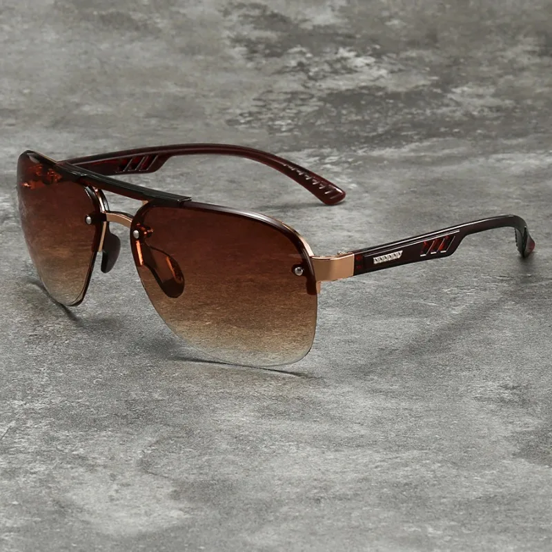 Fashion Gradient Lens Metal Sunglasses Men Women Big Frame Fishing Driving Sun Glasses MTB Outdoor Protective Eyeglasses view 2