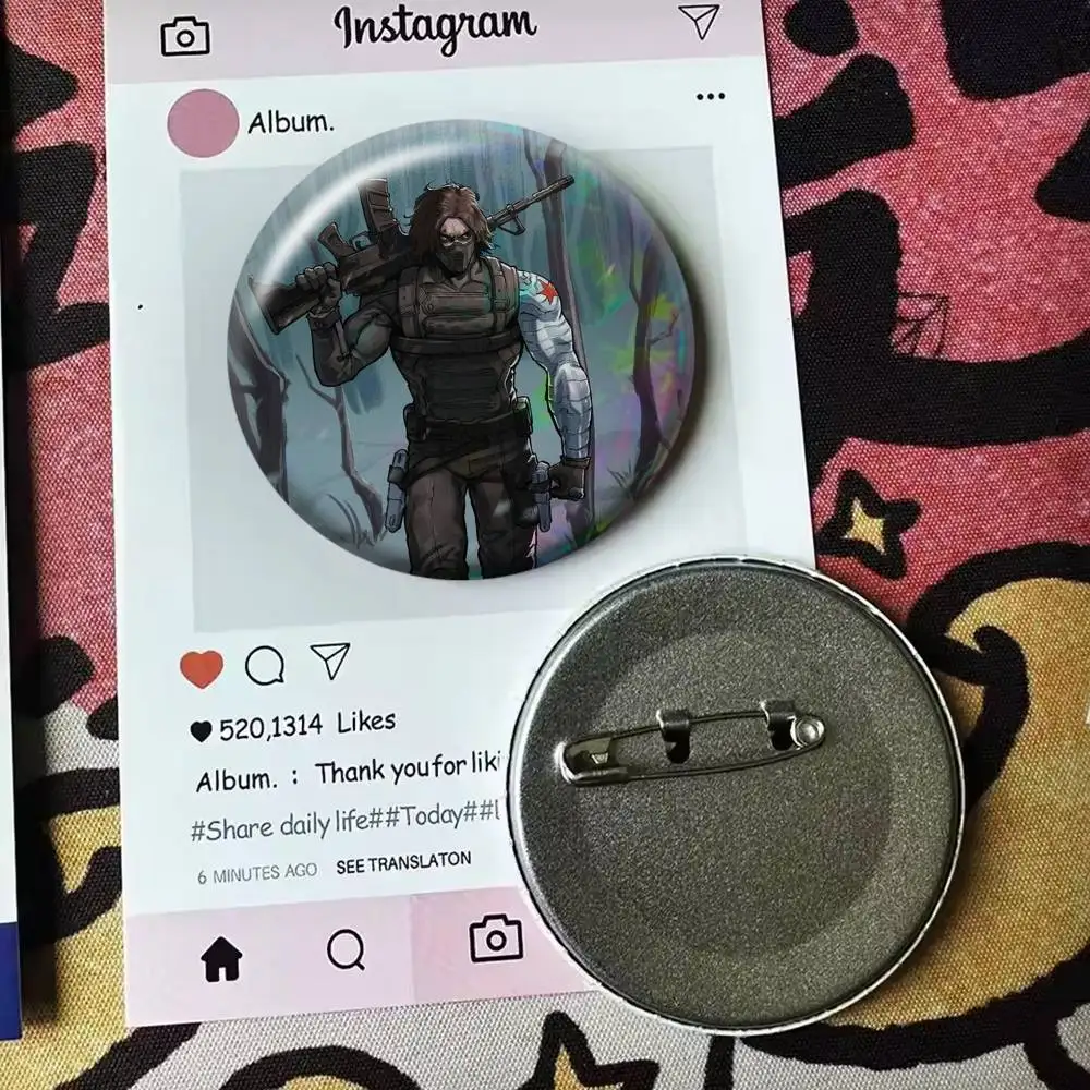 Bucky Barnes Winter Soldier Badge 25 32 44 58 75 mm Round Fans Collect Friends Gifts Brooch