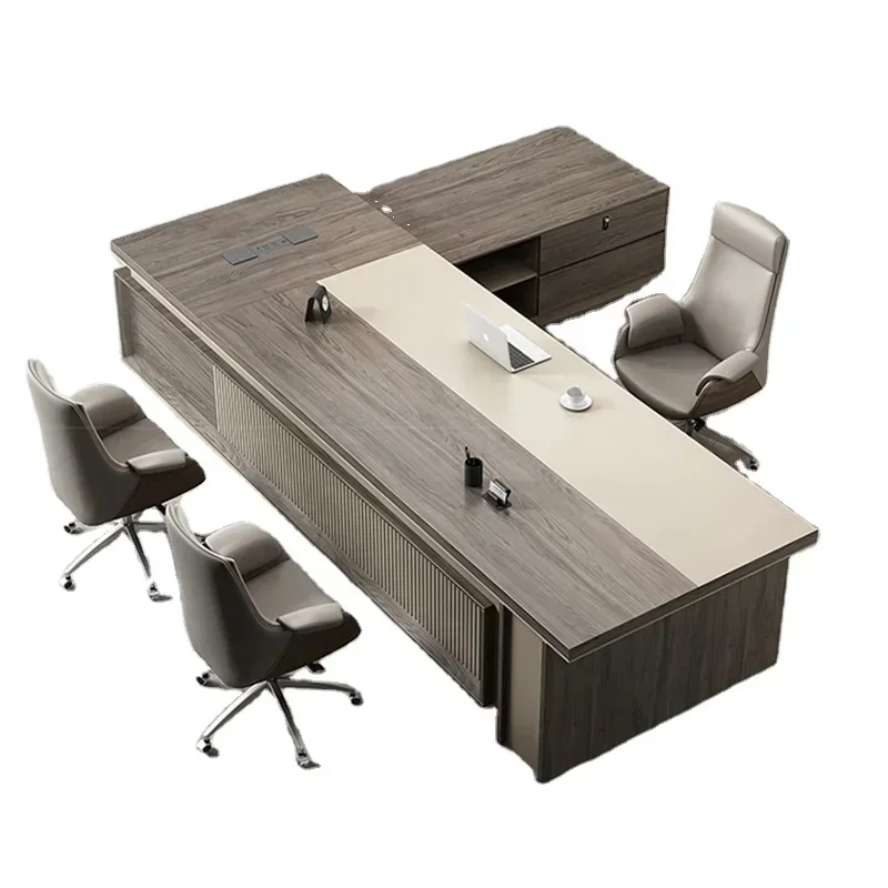 Factory wholesale High End Luxury L Shape Ceo Boss Table Wooden Executive Large Office Table Table Office Desk Modern