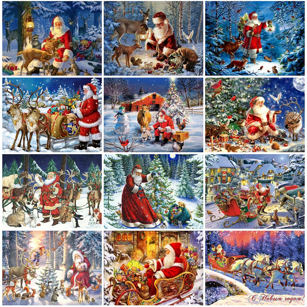 DIY 5D Diamond Painting Cartoon Santa Claus Handwork Gift Cross Stitch Diamond Embroidery Mosaic Rhinestone Drawing Home Decor