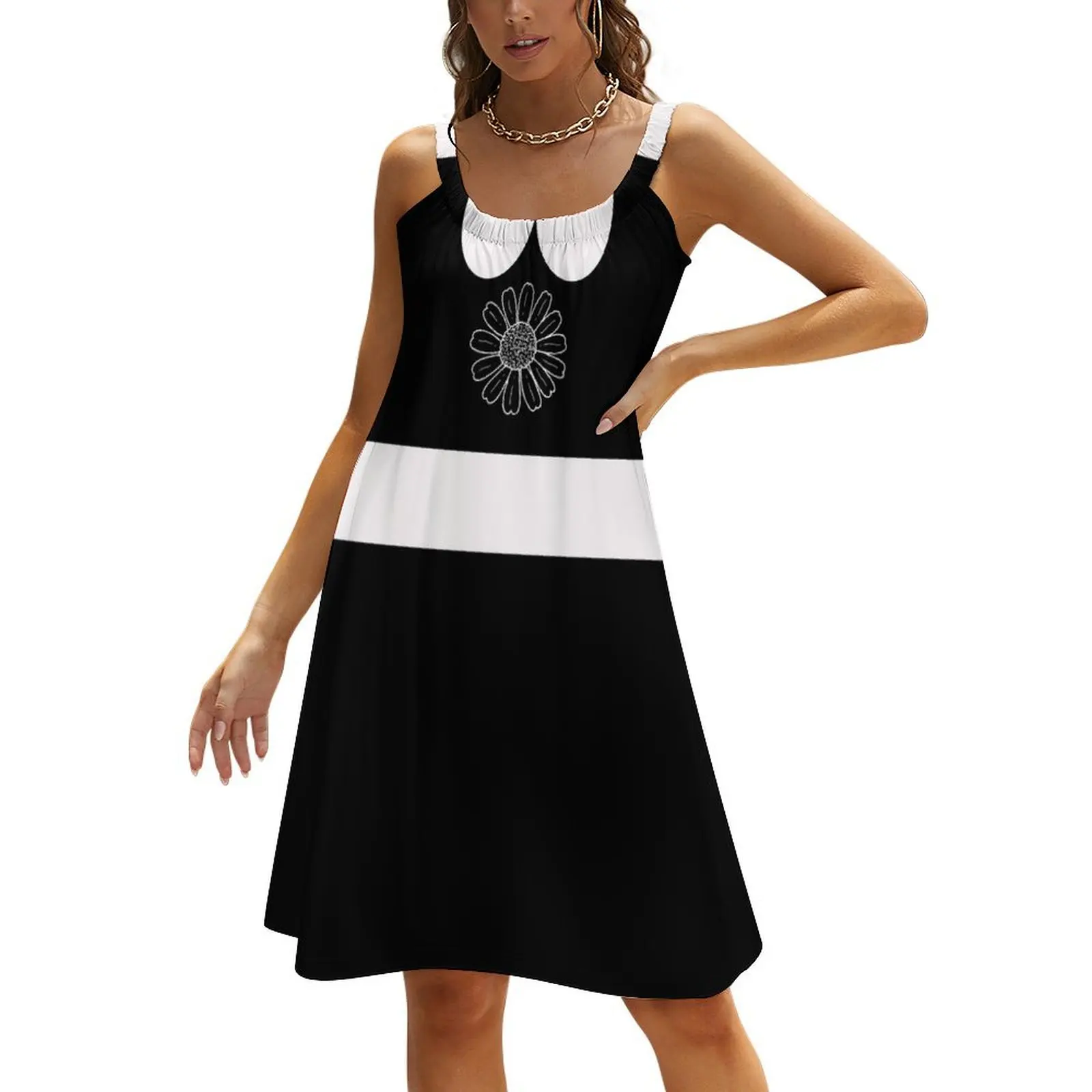 

Adorable Black and White Faux Collar Beach Sling Skirt Woman clothing luxury dresses Long veiled dresses