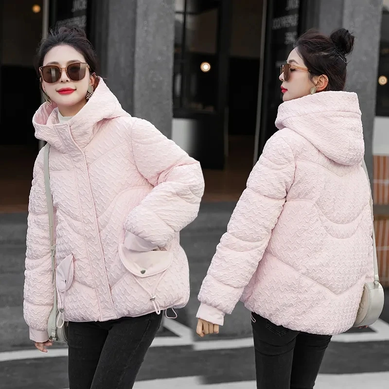 Giacca invernale Nuovo abbigliamento da donna Parka con cappuccio Addensare Cappotto imbottito in cotone Capispalla corto allentato casual antivento femminile