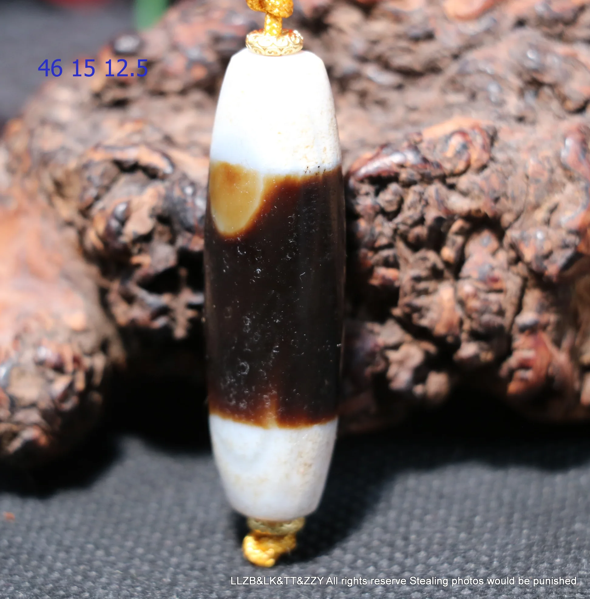 Magic Power Energy Tibetan Old Agate 1 Line Yin Yang Healer Medicine Totem dZi Bead Amulet Pendant Talisman UPD220724A95