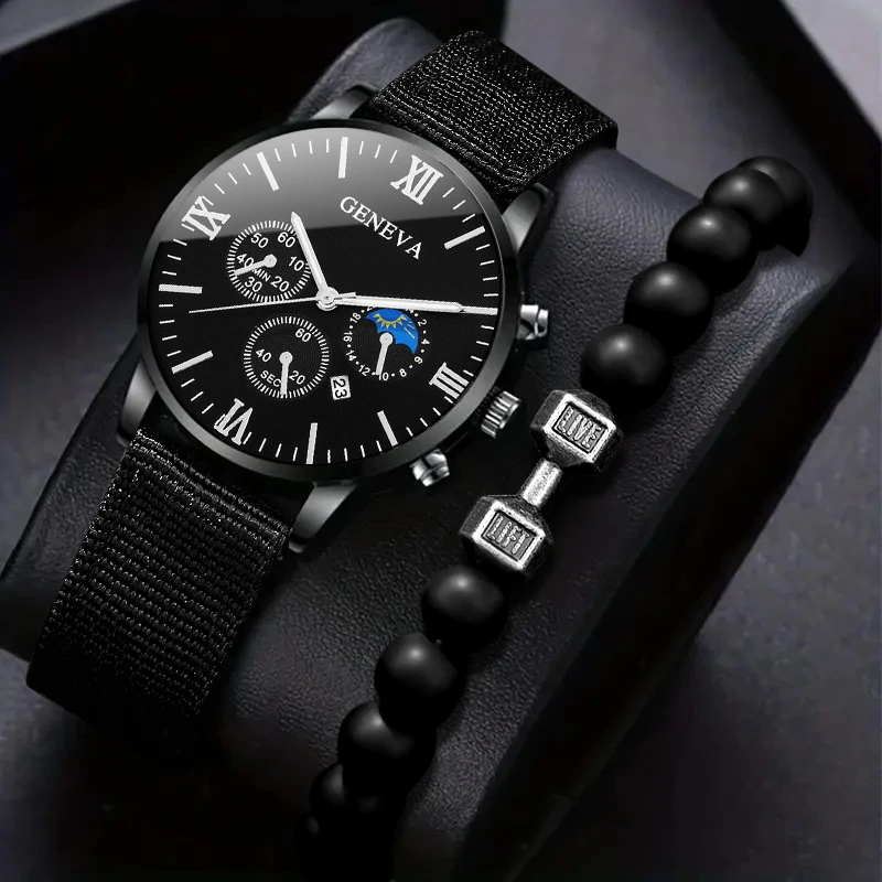 2Pc Men's Quartz Watch, Gifts For Parties, Valentine's Day, New Year's Day, Halloween, And For Friends And Family