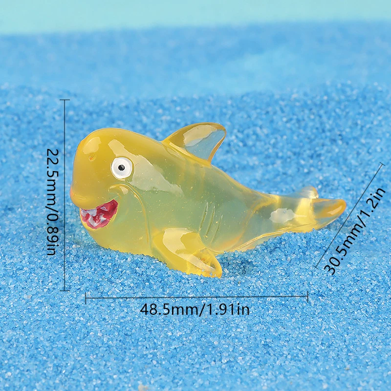 New 1PC Cute Night Light Cute Little Shark Micro Landscape Fish Tank Small Ornament Cartoon DIY Little Shark Resin Accessories