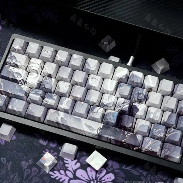 

129 клавиш Narcissus Keycap Chreey с боковой печатью Светопропускающий материал PBT Dye-Sub Персонализированный высококачественный 2D механический колпачок