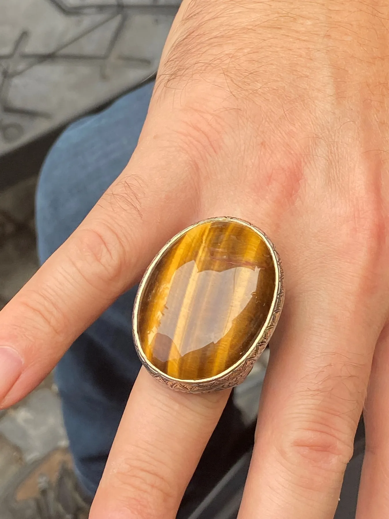 Tiger Eye Ring , Turkish Handmade Ring , Ottoman Mens Ring, Man Large Ring ,Signet Gemstone Ring ,925k Sterling Silver Ring