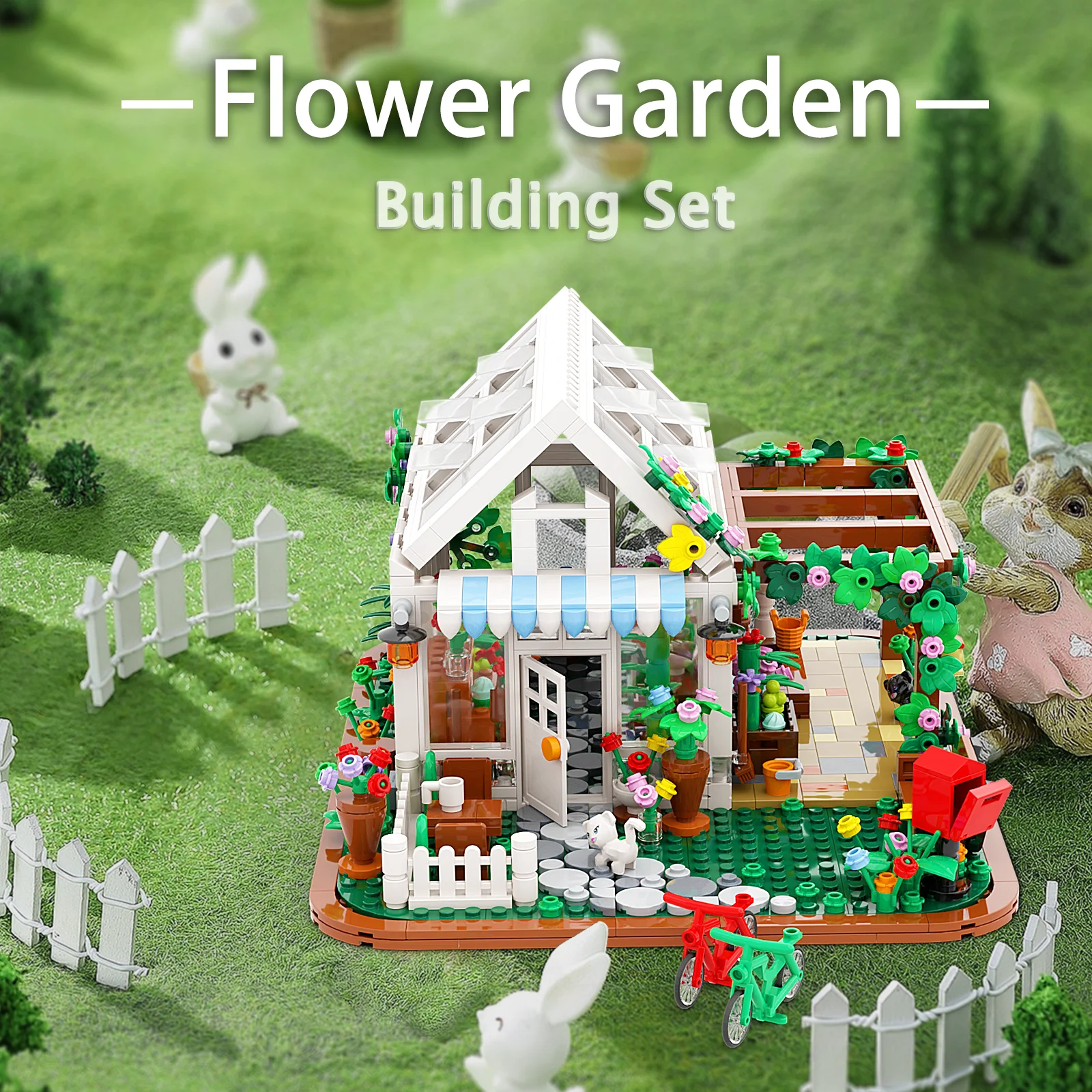 Garden House Building Toy with LED Light, Creative Building Playset, Build a Greenhouse Model, Great Gift for Friends or Girls