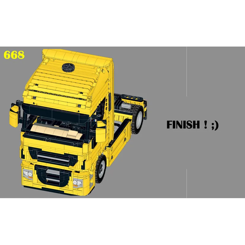 

MOC-153455 Yellow New Model Cargo Transport Truck Head Flat Truck Building Blocks Model 1561 Parts Boys Children's Birthday Toy