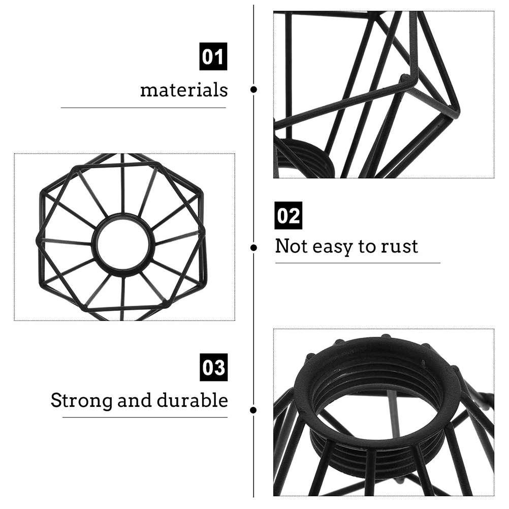 

2pcs Vintage Metal Lampshade Industrial Retro Light Cover Decor Chandelier Hanging Guard Iron Bulb Cage Black IC004MB