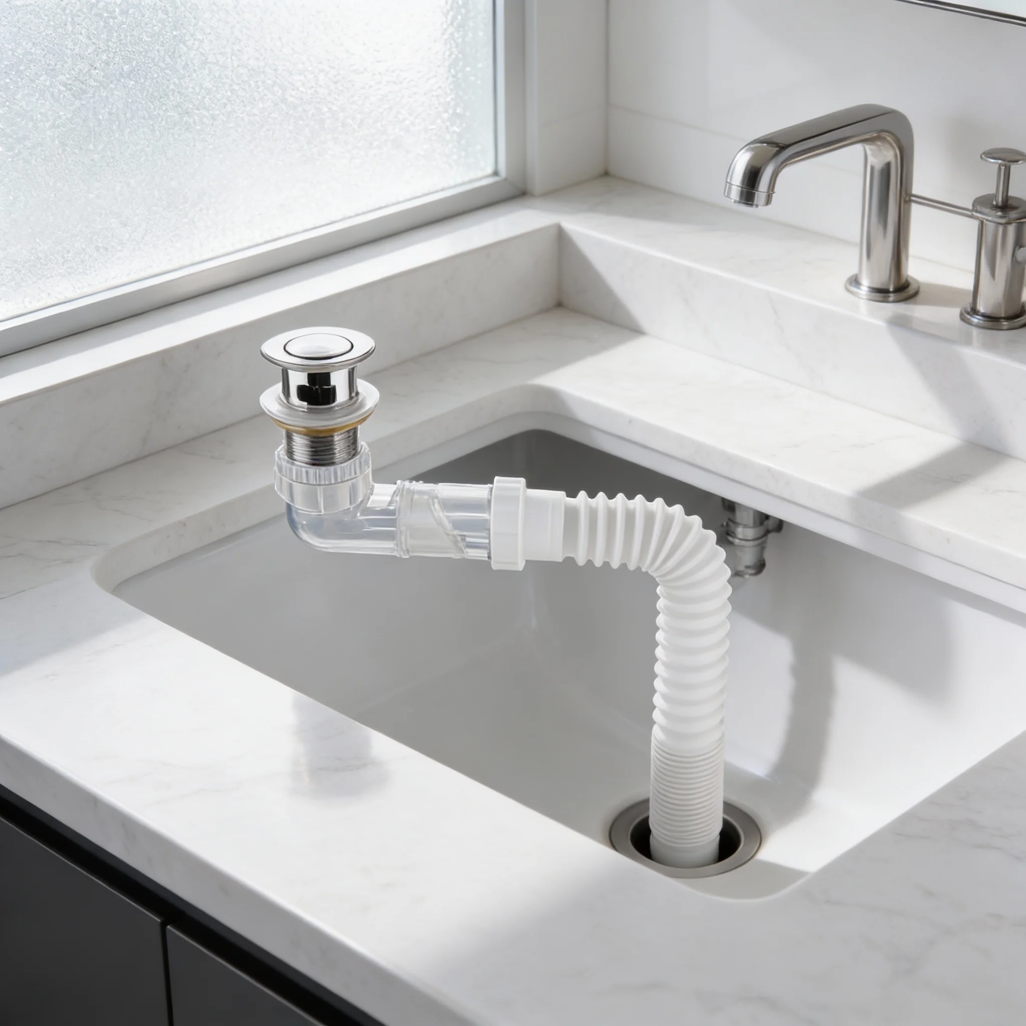 

Гибкий комплект сливного фитинга для раковины, защита от блокировки, герметичность и легкая очистка. Комплект выдвижной сливной трубы для раковины с защитой от запаха.