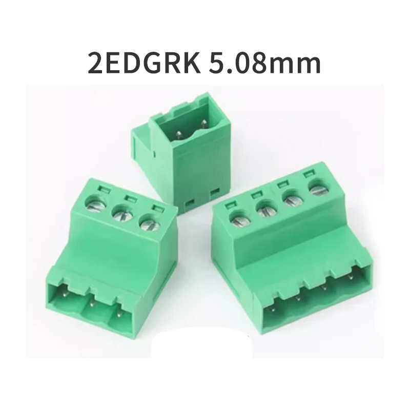 (10 Pieces) 2EDGRK 5.08 2P - 24P male female plug-in quick wiring terminal pair with pin socket green connector 5.08mm JM 2EDGKP