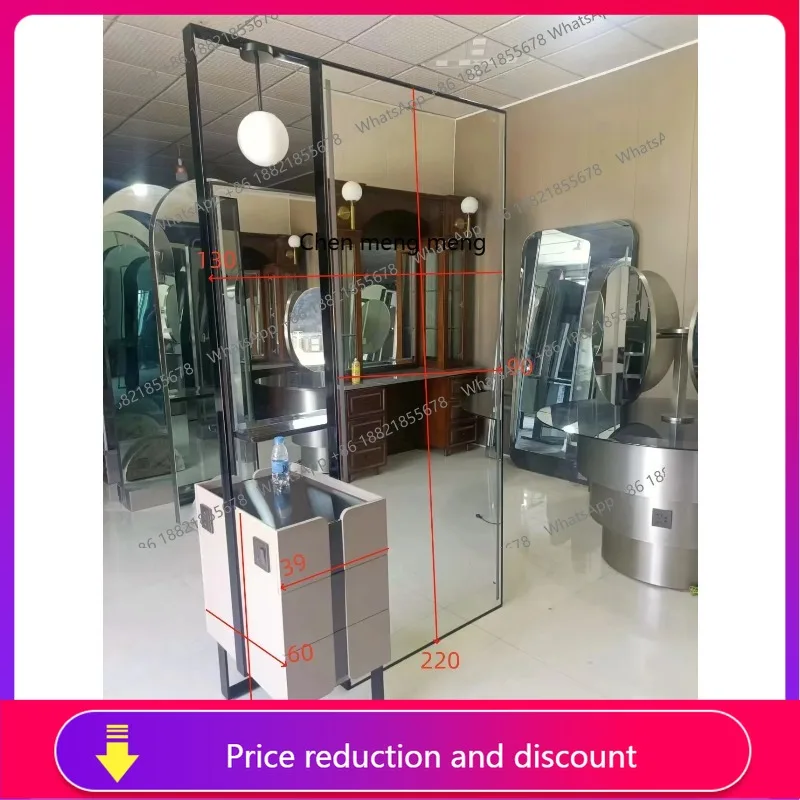 

Новая парикмахерская с лампой, зеркальный стол, парикмахерская, специальная завивка и зона окрашивания, парикмахерская, двустороннее высококачественное напольное зеркало