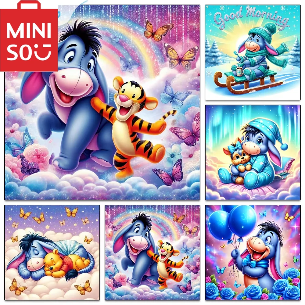 

MINISO DIY картина маслом по номерам Дисней мультфильм уа Винни Пух украшение дома настенный декор для гостиной лучший подарок рамки
