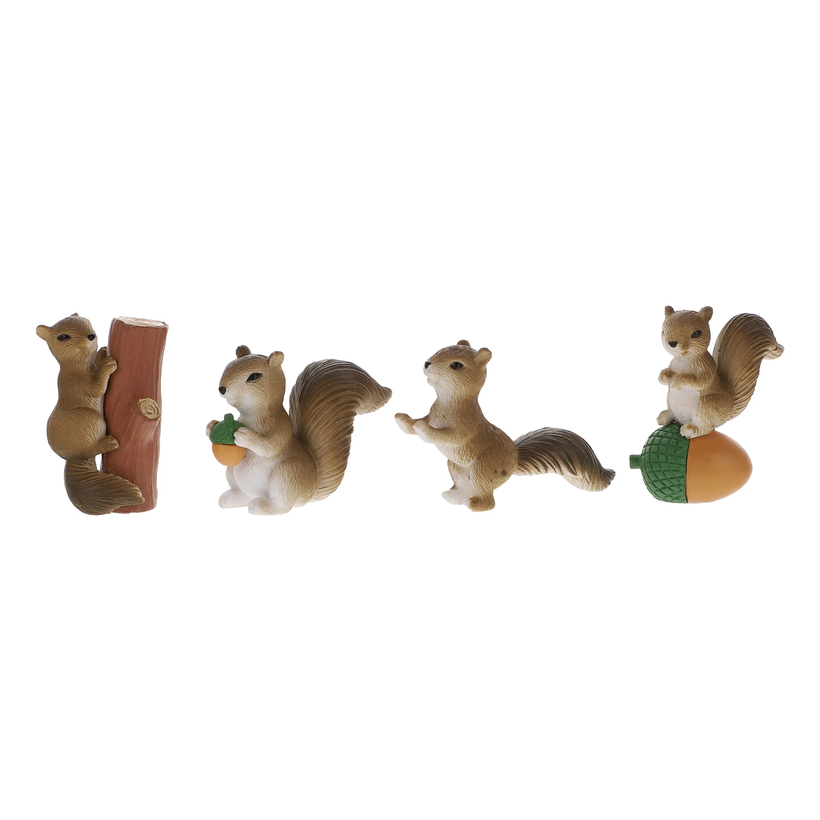 

4pcs Miniature Squirrel Figurines Resin Ornament Lifelike Decor for Mini Garden Moss Landscape Durable Animal Model Gift