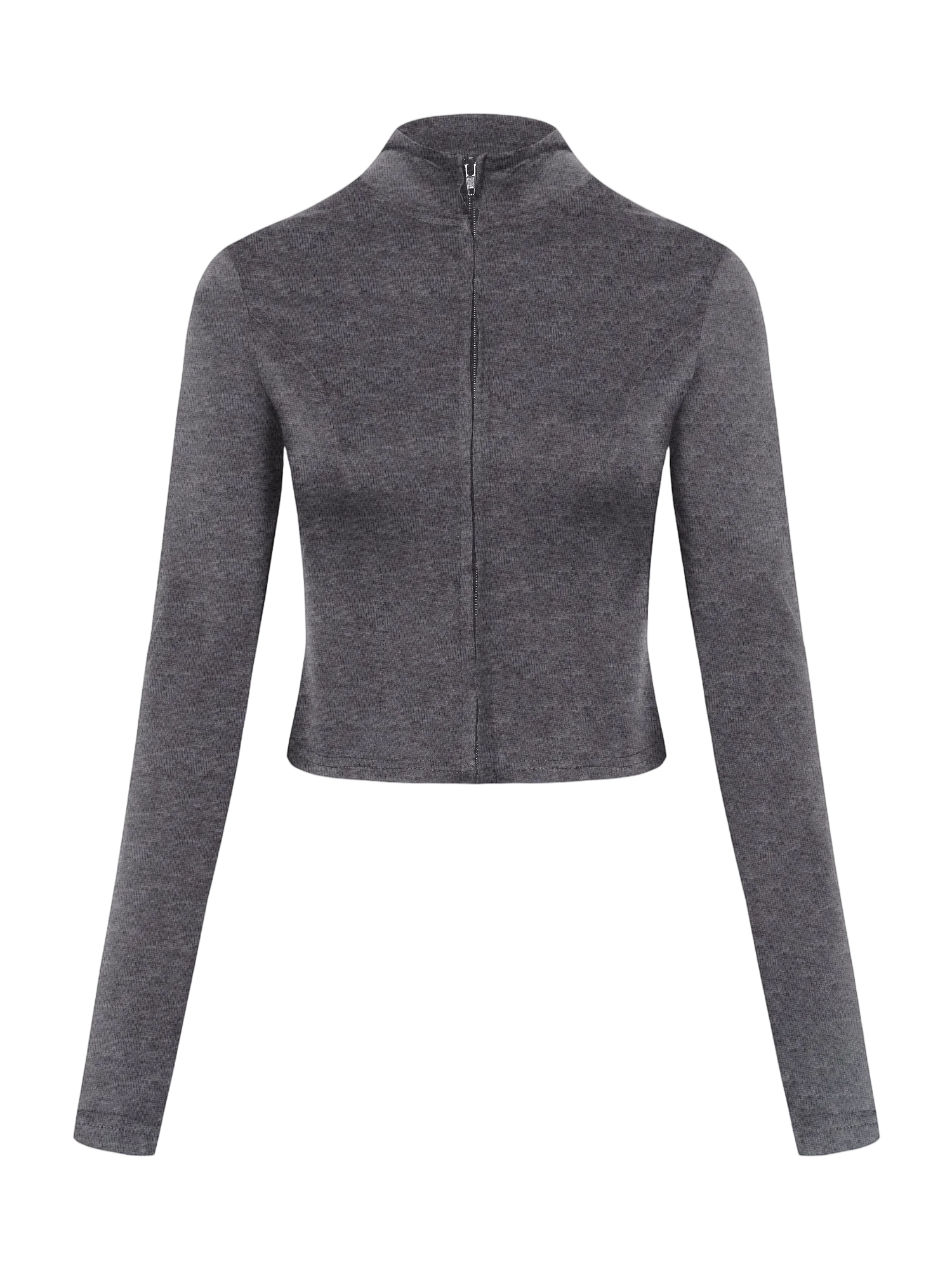 

Короткая куртка с воротником-стойкой и высокой эластичностью в минималистичном стиле, приталенный топ на молнии, укороченная куртка в стиле Y2K для женщин