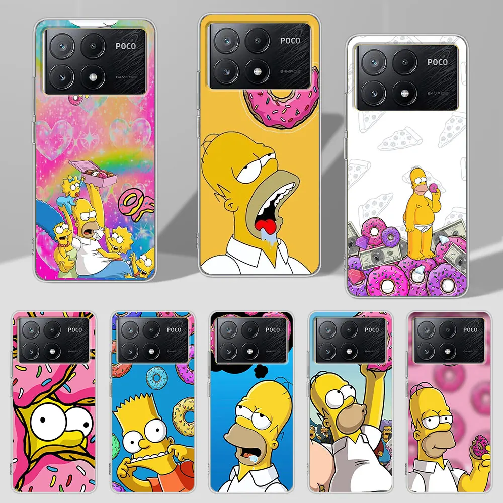 Homer The Simpson Case for Xiaomi Poco X6 X5 F4 M5s X3 NFC Pocophone F1 F5 M5 M3 M4 GT F3 F2 X4 Pro TPU Transparent Phone Cover