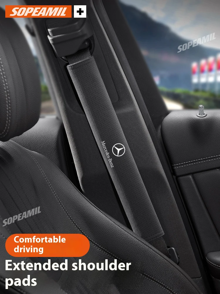 

Car Interior Safety Belt Shoulder Guards Turn The Fur For Mercedes Benz A B C E S V Class GLB GLC GLE Pilot SLK SLC ML Vito AMG