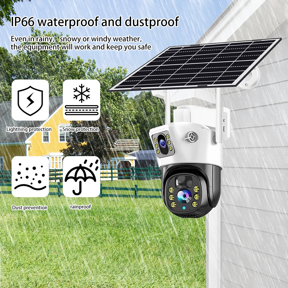 V380 Pro 8MP 4G LTE SIM/WiFi Solar Outdoor PTZ IP Security Camera, PIR Human Detection, Night Vision CCTV
