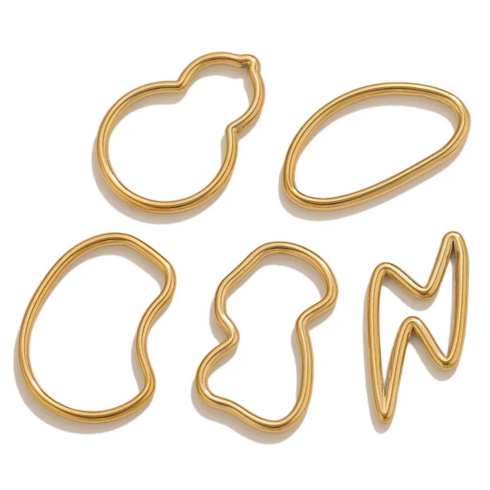 5 Stück Edelstahl-Verbinder mit geschlossenem Ring für Schmuckherstellung, unregelmäßig geformte Verbinder, Schmuckzubehör, handgefertigte Accessoires – Detail 2